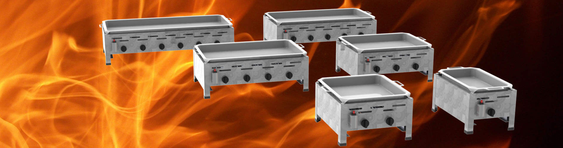 Tisch-Gastrobräter mit Pfanne 1-flammig bis 6-flammig