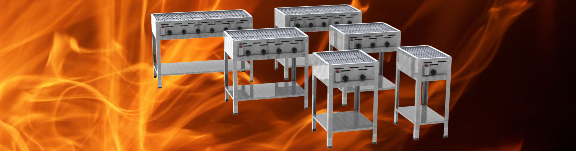 Stand-Gastrobräter mit Grill-Rost 1-flammig bis 6-flammig