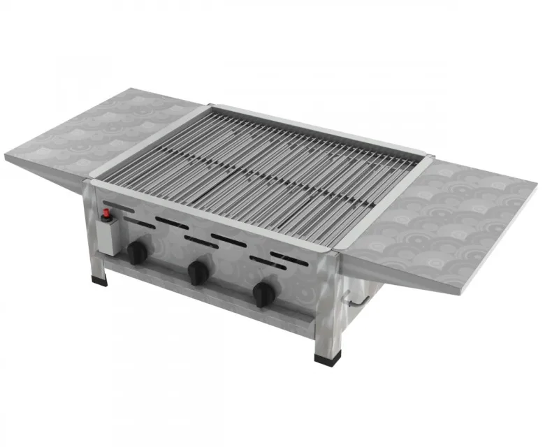 ChattenGlut Gastrobräter 3-flammig – 10,8 KW, Edelstahl, Tischgerät Mit Rost Und Schlauch, Für Flüssiggas