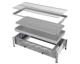 6er Tisch-Holzkohlebräter mit 3-fach verstellbarem Kohlekasten