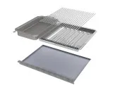 Kombi-Set 4-teilig Pfanne + V2A Rost Einzelstäbe + Flammabdeckung + Fettwanne für Gastrobräter 4-flammig