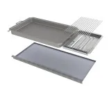 Kombi-Set 4-teilig Pfanne + V2A Rost Einzelstäbe + Flammabdeckung + Fettwanne für Gastrobräter 6-flammig