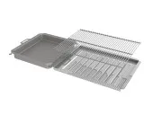 Kombi-Set 3-teilig Pfanne + Edelstahlrost + Flammabdeckung für Gastrobräter 6-flammig