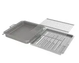 Kombi-Set 3-teilig Pfanne + Edelstahlrost + Flammabdeckung für Gastrobräter 5-flammig