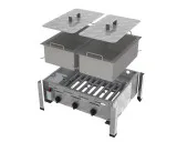 DROSS (KF) Gasbräter-Kombi 3-flammig 2 x 150mm tiefe Stahlpfanne