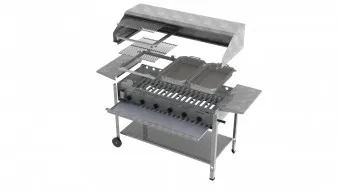 Lavastein Pfannen Grill Kombi 6-flammig 27 KW 2+1+1