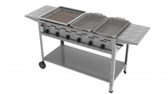 Lavastein Pfannen Grill Kombi 6-flammig 27 KW 2+1+1