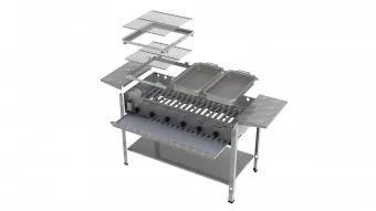 Lavastein Pfannen Grill Kombi 6-flammig 27 KW 2+1+1