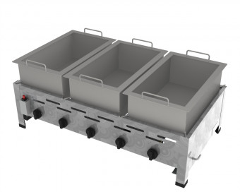 DROSS (KF) Gasbräter-Kombi 5-flammig 3 x 150mm tiefe Stahlpfanne