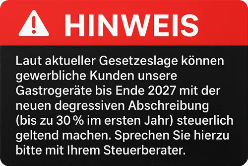 Wichtiger Hinweis: Degressive Abschreibung (AfA) seit 2025: Große steuerliche Vorteile für Gastrogeräte – was Betreiber jetzt wissen sollten